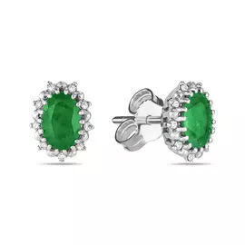 Золотые серьги c бриллиантами и изумрудом