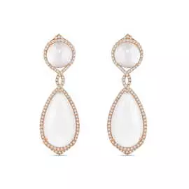 Золотые серьги c бриллиантами и кварцем