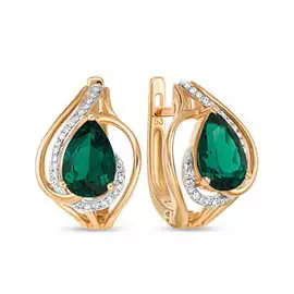 Золотые Серьги c бриллиантами и наноситалами