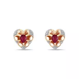 Золотые серьги c бриллиантами и рубинами