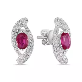 Золотые серьги c бриллиантами и рубинами