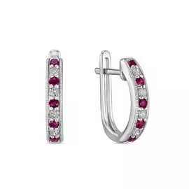 Золотые серьги c бриллиантами и рубинами