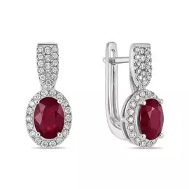 Золотые серьги c бриллиантами и рубинами