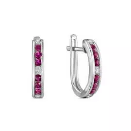 Золотые серьги c бриллиантами и рубинами