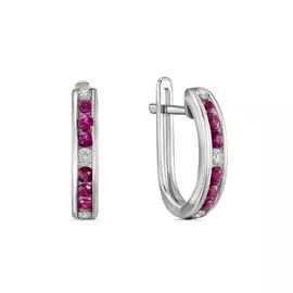 Золотые серьги c бриллиантами и рубинами