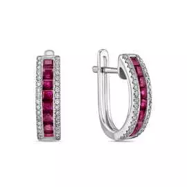 Золотые серьги c бриллиантами и рубинами