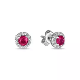 Золотые Серьги c бриллиантами и рубинами