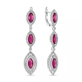 Золотые серьги c бриллиантами и рубинами