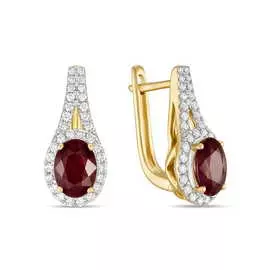 Золотые Серьги c бриллиантами и рубинами