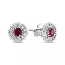 Золотые Серьги c бриллиантами и рубинами