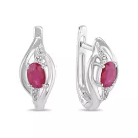 Золотые серьги c бриллиантами и рубинами