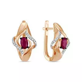 Золотые серьги c бриллиантами и рубинами