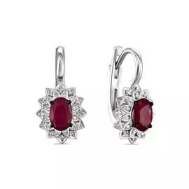 Золотые Серьги c бриллиантами и рубинами