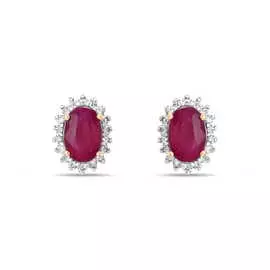 Золотые Серьги c бриллиантами и рубинами