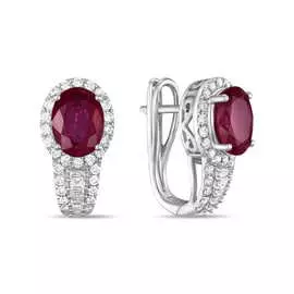 Золотые серьги c бриллиантами и рубинами