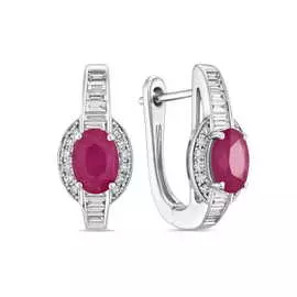 Золотые серьги c бриллиантами и рубинами