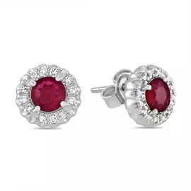 Золотые серьги c бриллиантами и рубинами