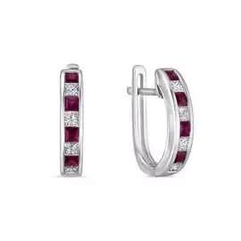 Золотые серьги c бриллиантами и рубинами