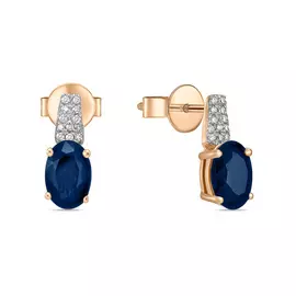 Золотые серьги c бриллиантами и сапфирами