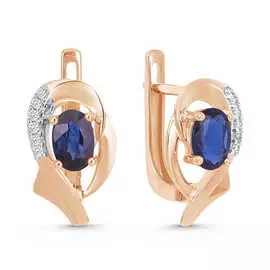 Золотые серьги c бриллиантами и сапфирами