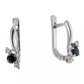 Золотые серьги c бриллиантами и сапфирами