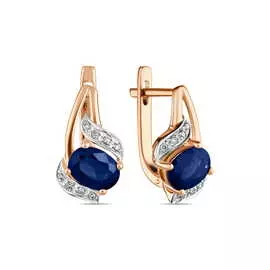 Золотые серьги c бриллиантами и сапфирами