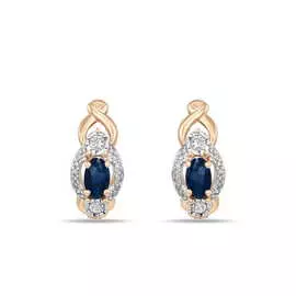 Золотые серьги c бриллиантами и сапфирами