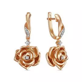 Золотые серьги c бриллиантами и цветными сапфирами