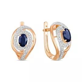 Золотые серьги c бриллиантами и сапфирами