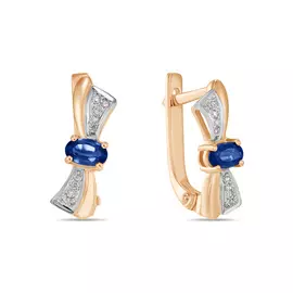 Золотые серьги c бриллиантами и сапфирами