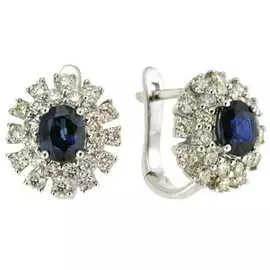 Золотые серьги c бриллиантами и сапфирами