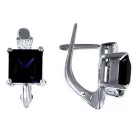 Золотые серьги c бриллиантами и сапфирами