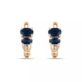 Золотые серьги c бриллиантами и сапфирами