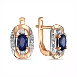 Золотые серьги c бриллиантами и сапфирами