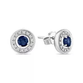 Золотые Серьги c бриллиантами и сапфирами