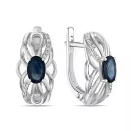 Золотые серьги c бриллиантами и сапфирами