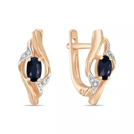 Золотые серьги c бриллиантами и сапфирами