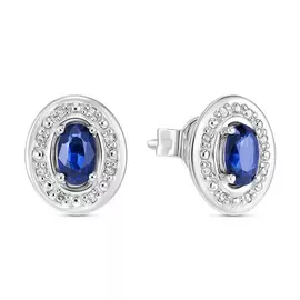 Золотые серьги c бриллиантами и сапфирами