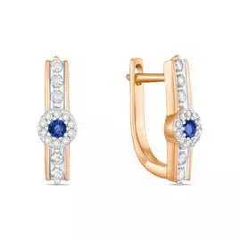 Золотые серьги c бриллиантами и сапфирами