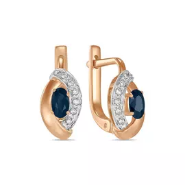 Золотые серьги c бриллиантами и сапфирами