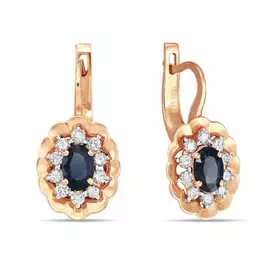 Золотые серьги c бриллиантами и сапфирами