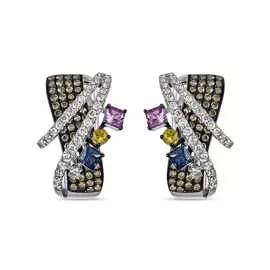 Золотые серьги c бриллиантами и сапфирами