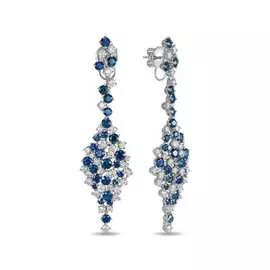 Золотые Серьги c бриллиантами и сапфирами