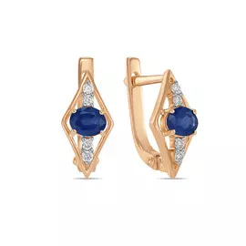 Золотые серьги c бриллиантами и сапфирами