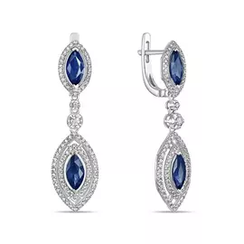 Золотые серьги c бриллиантами и сапфирами