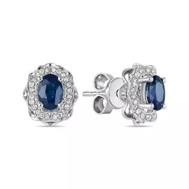 Золотые серьги c бриллиантами и сапфирами