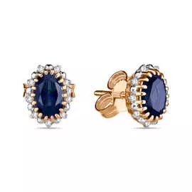 Золотые серьги c бриллиантами и сапфирами