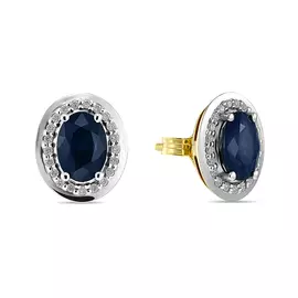 Золотые серьги c бриллиантами и сапфирами