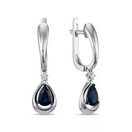 Золотые Серьги c бриллиантами и сапфирами