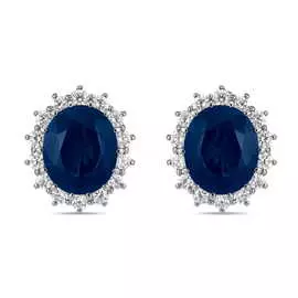 Золотые серьги c бриллиантами и сапфирами